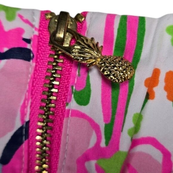 Lilly Pulitzer Baby Girl Dress 12M Pink Bright Floral Designer Shift Lace Detail - Picture 3 of 8